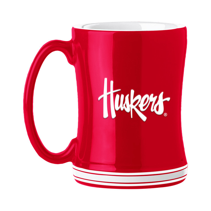 Nebraska Cornhuskers 14oz Red Ceramic Relief Coffee Mug