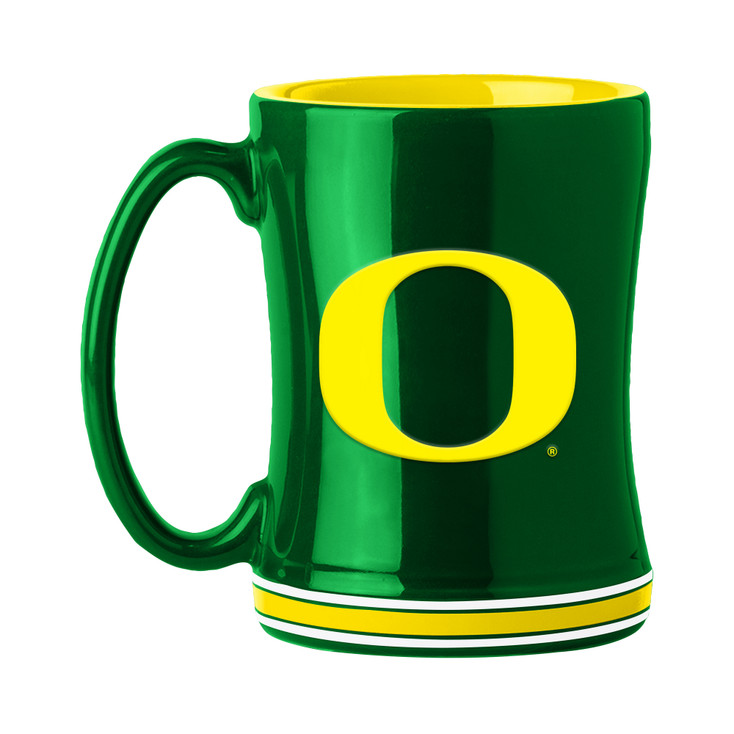 Oregon Ducks 14oz Clover Ceramic Relief Coffee Mug
