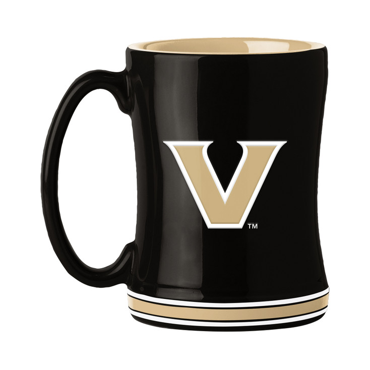 Vanderbilt Commodores 14oz Black Ceramic Relief Coffee Mug