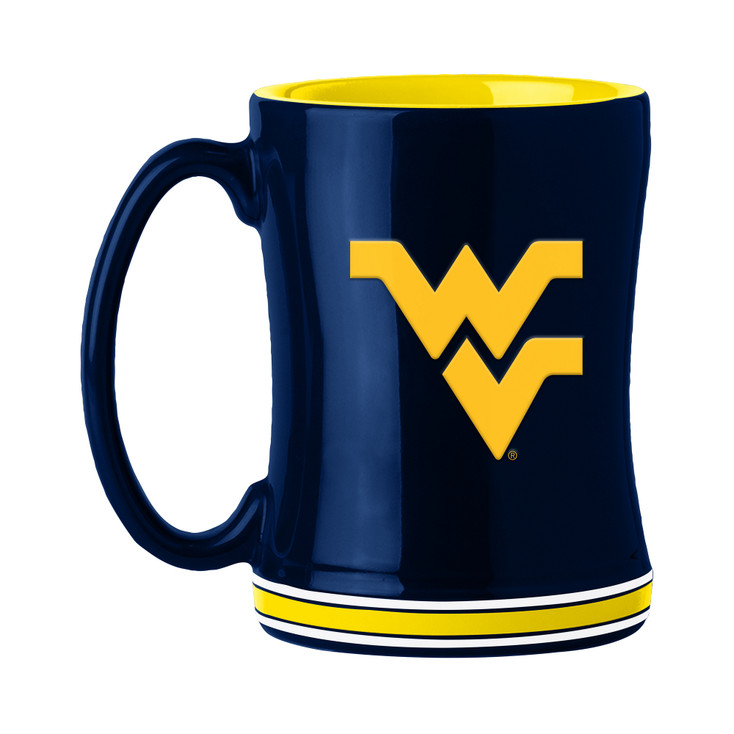 West Virginia Mountaineers 14oz Navy Ceramic Relief Coffee Mug