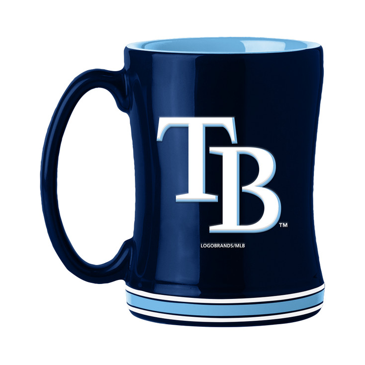Tampa Bay Rays 14oz Navy Ceramic Relief Coffee Mug