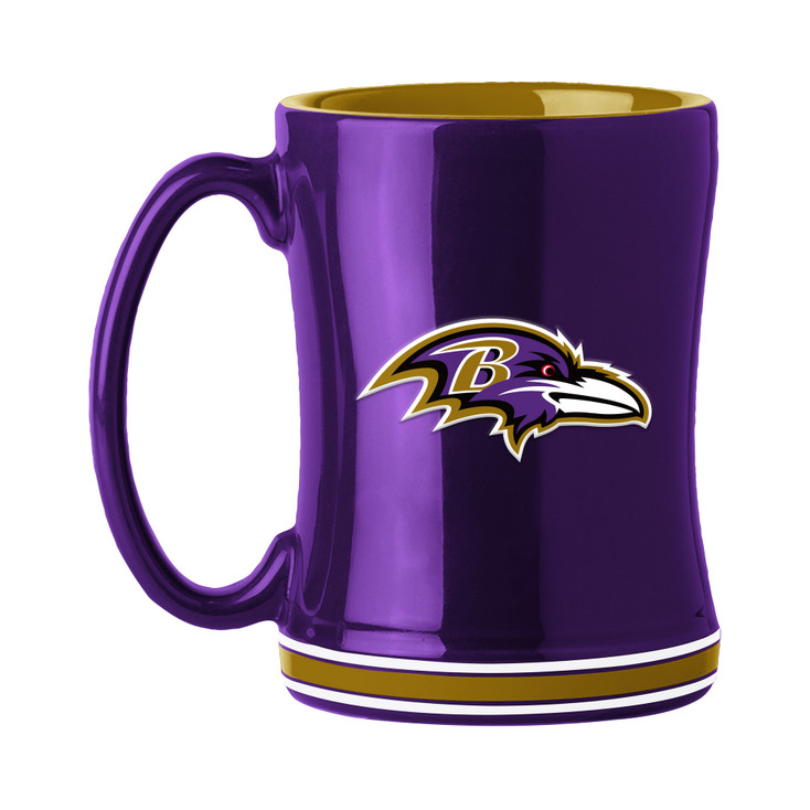 Baltimore Ravens 14oz Black Ceramic Relief Coffee Mug