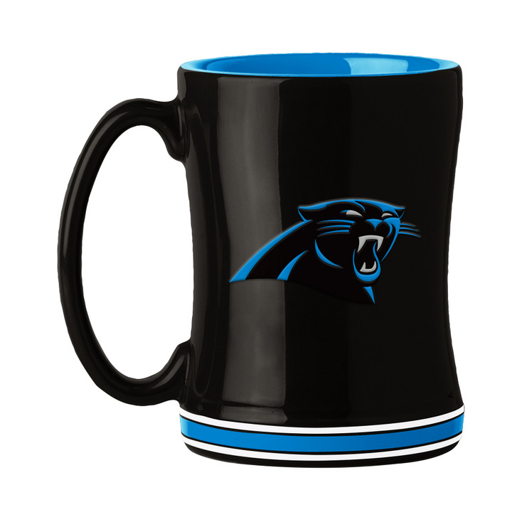 Carolina Panthers 14oz Black Ceramic Relief Coffee Mug