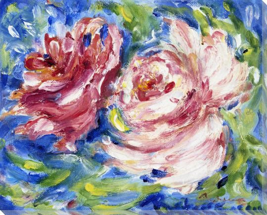 Bright Peony Flowers Wrapped Canvas Giclee Print Wall Art