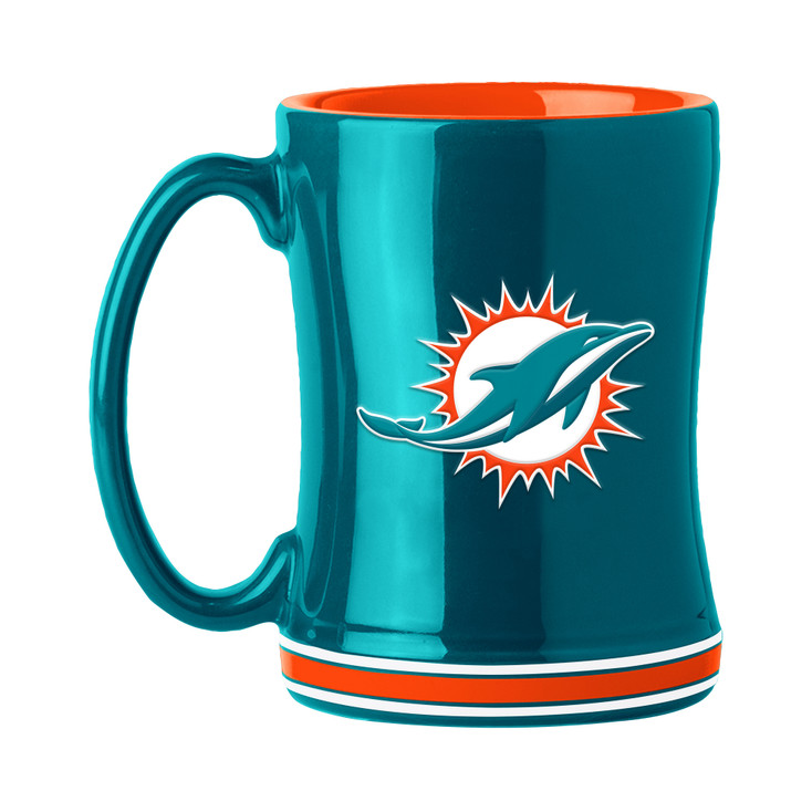 Miami Dolphins 14oz Aqua Ceramic Relief Coffee Mug