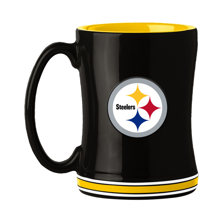 Pittsburgh Steelers 14oz Black Ceramic Relief Coffee Mug