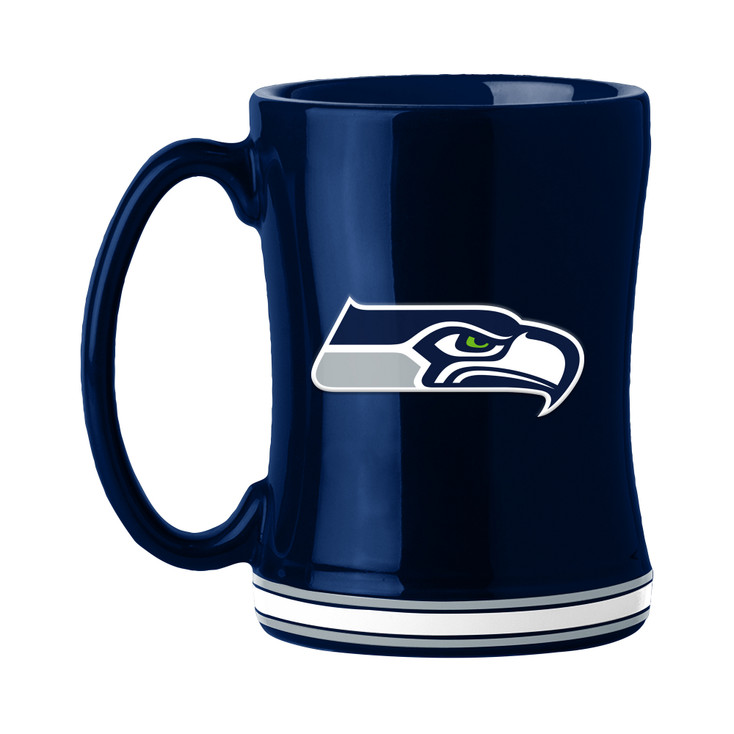Seattle Seahawks 14oz Navy Ceramic Relief Coffee Mug