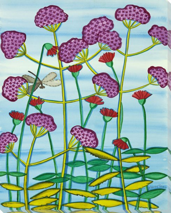 Tall Verbena Flowers Wrapped Canvas Giclee Print Wall Art