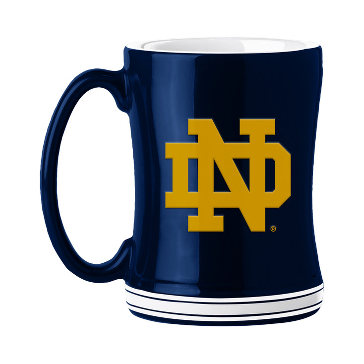 Notre Dame Fighting Irish 14oz Navy Blue Ceramic Relief Coffee Mug
