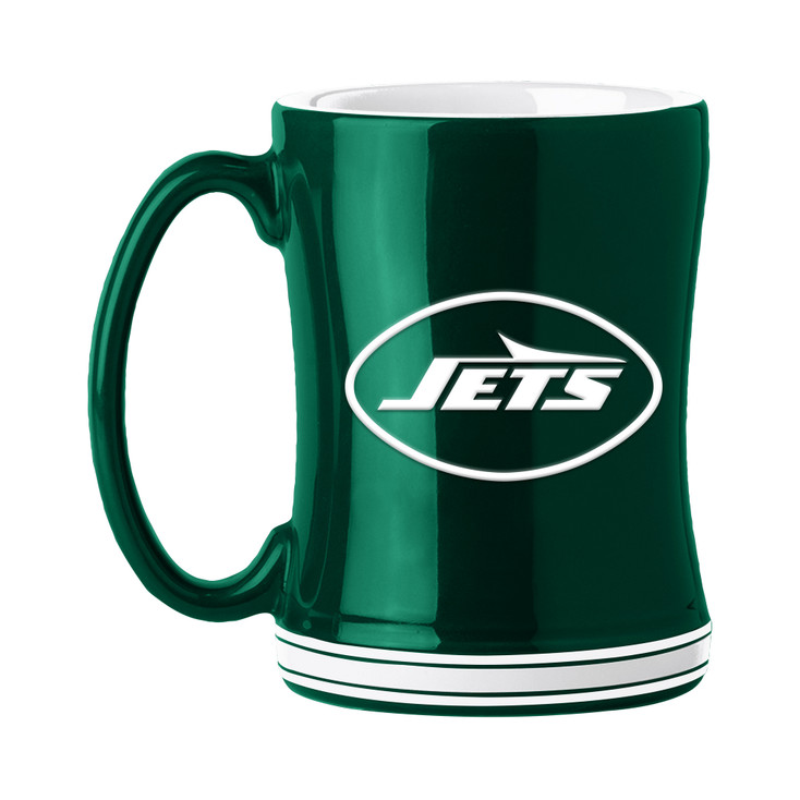 New York Jets 14oz Hunter Green Ceramic Relief Coffee Mug
