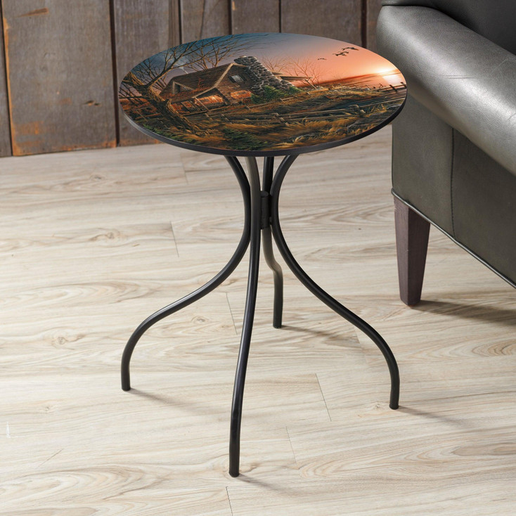 22" Comforts of Home Cabin Metal Accent Table with Printed Top by Terry Redlin