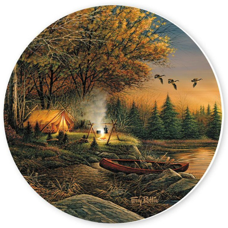 Evening Solitude Camping Scene Absorbent Beverage Coasters by Terry Redlin, Set of 4