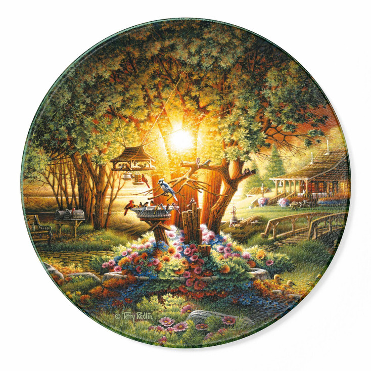 Colours of Spring Round Glass Cutting Board