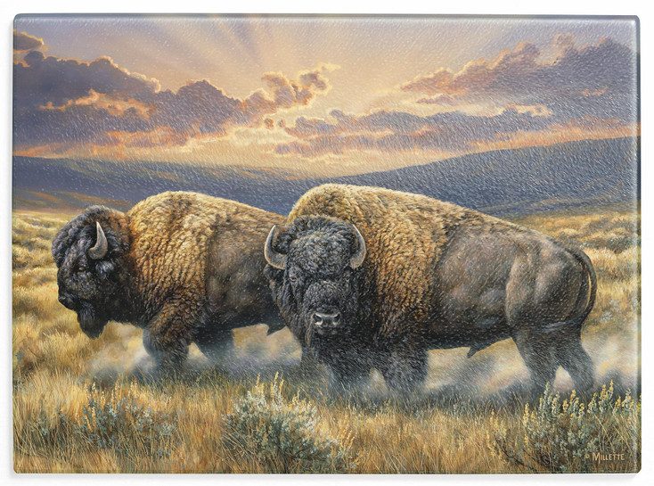 Dusty Plains Bison Glass Cutting Board