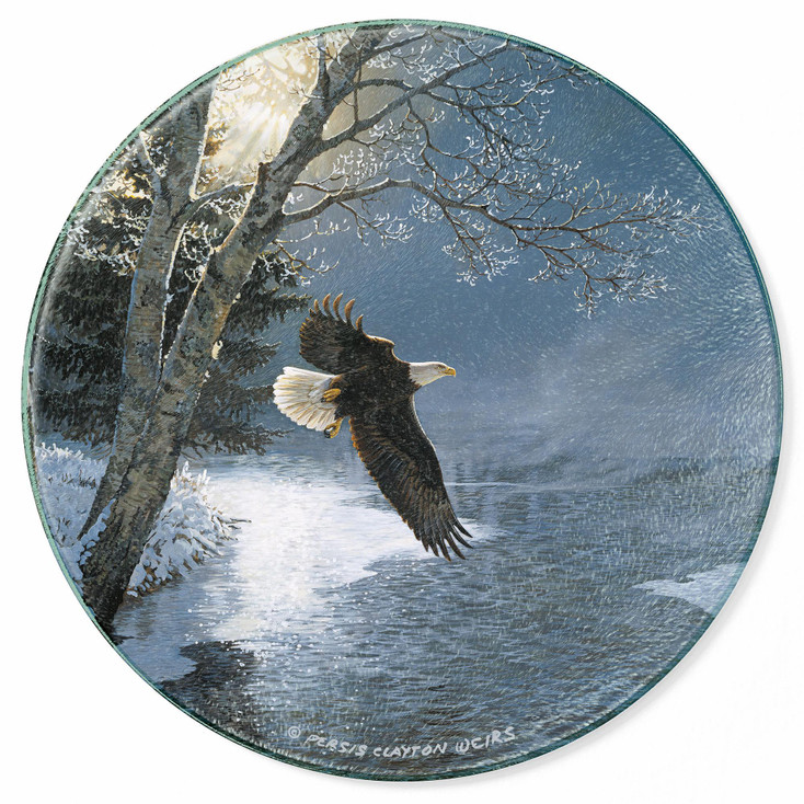 Awakening Bald Eagle Bird Round Glass Cutting Board