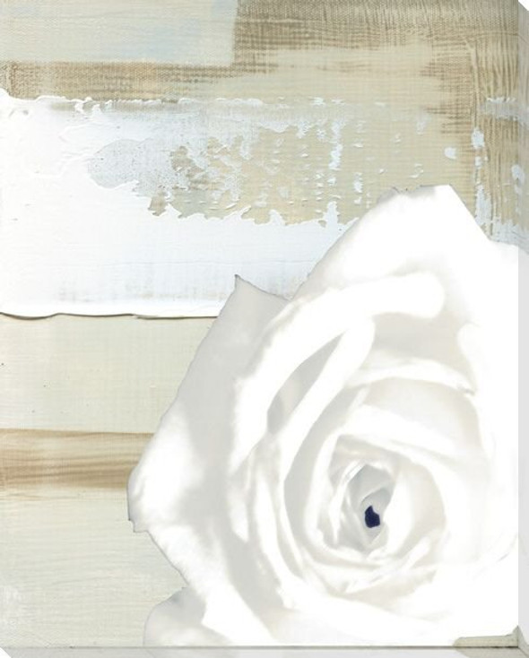 White Rose on Neutral Abstract Wrapped Canvas Giclee Print