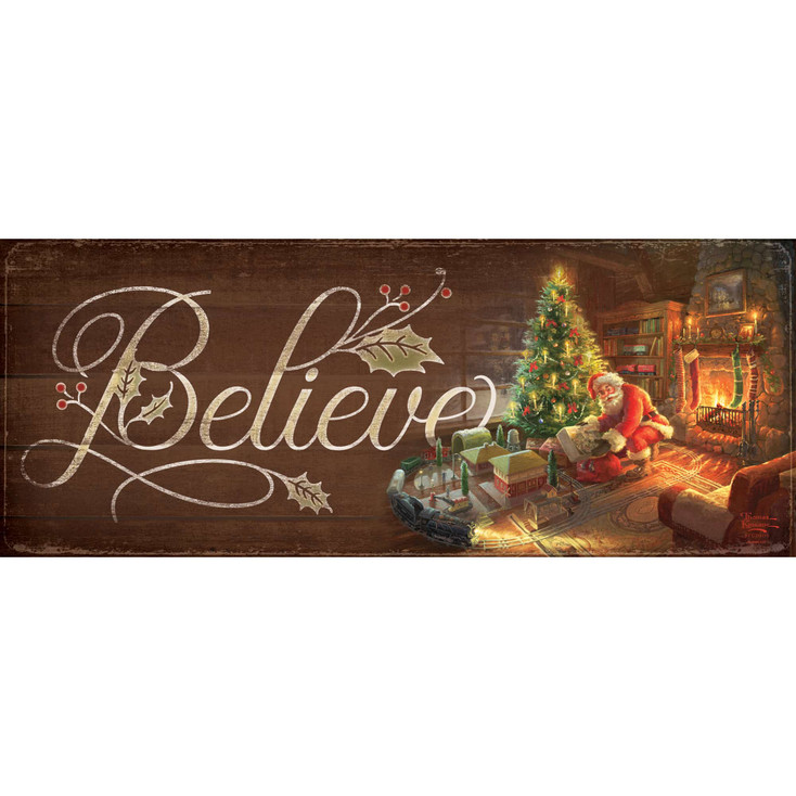 12" x 30" Santa's Special Delivery Believe Wood Sign