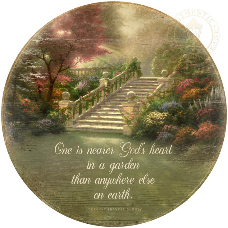 21" Nearer God's Heart Round Wood Sign