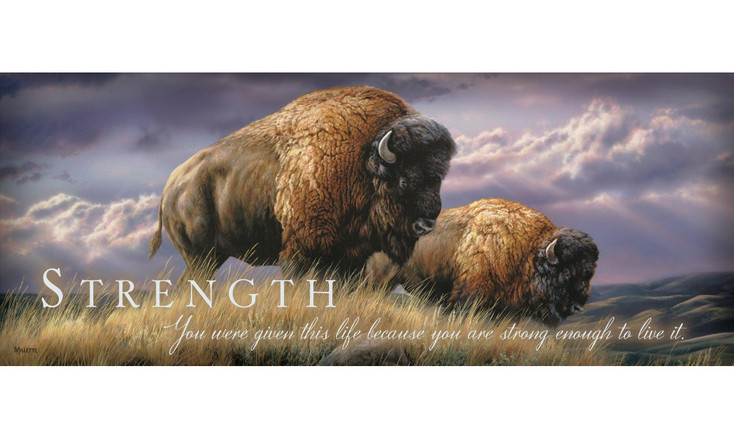 12" x 30" Strength Bison Wood Sign