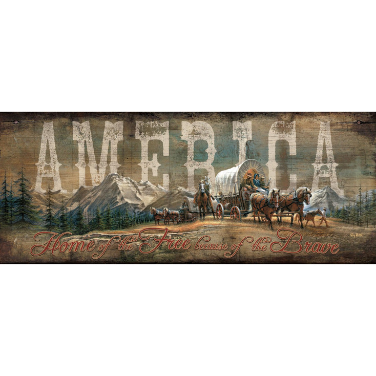 12" x 30" America Wood Sign