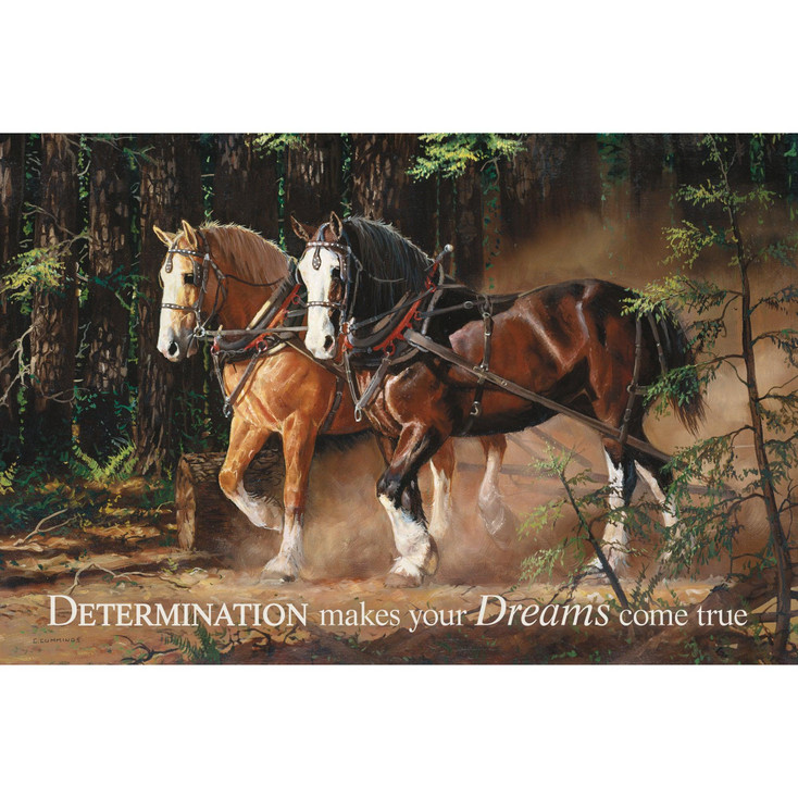 12" x 18" Determination Makes Your Dreams Come True Two Horses Wood Sign