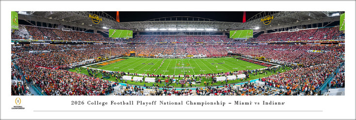 Miami vs Indiana 2026 CFP Championship Game Kickoff Panoramic Wall Art Print
