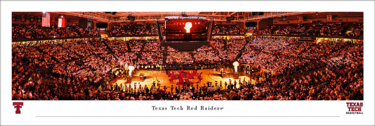 Texas Tech Red Raiders Basketball Flames Intro Panoramic Wall Art Print