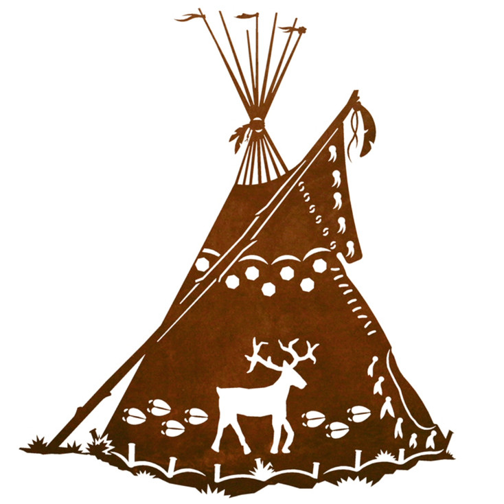 Southwestern Deer Teepee 30 in Metal Wall Art