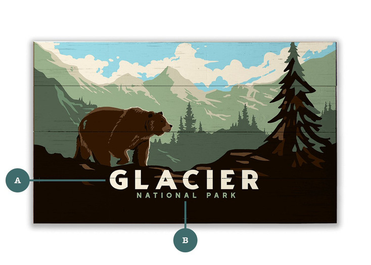 Glacier National Park Grizzly Bear Smooth Wall Sign Wood or Metal