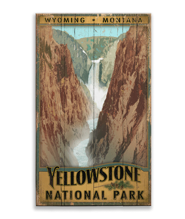 Yellowstone National Park Lower Falls Wall Sign Wood or Metal