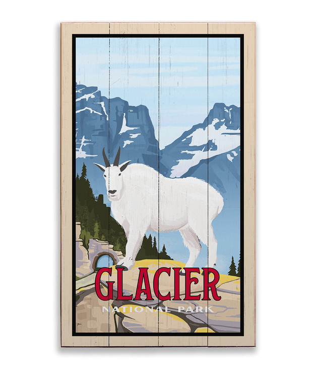 Glacier National Park Mountain Goat Smooth Wall Sign Wood or Metal