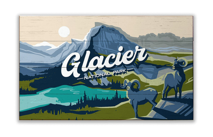 Glacier National Park Bighorn Sheep Smooth Wall Sign Wood or Metal