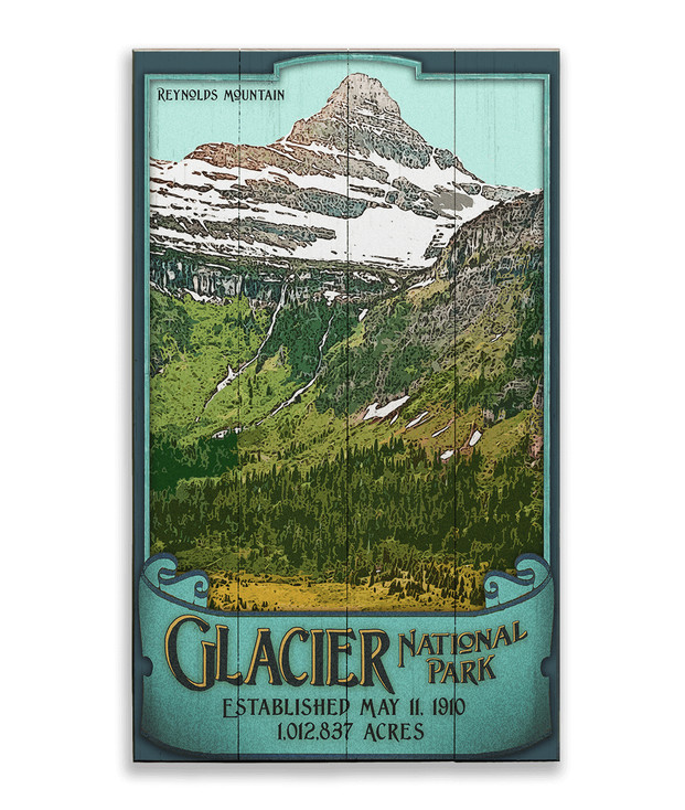 Glacier National Park Reynolds Mountain Smooth Wall Sign Wood or Metal