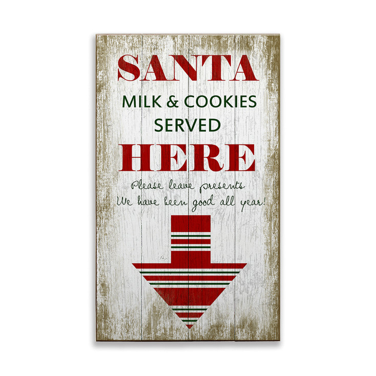 Santa Milk and Cookies Served Here Wall Sign Wood or Metal
