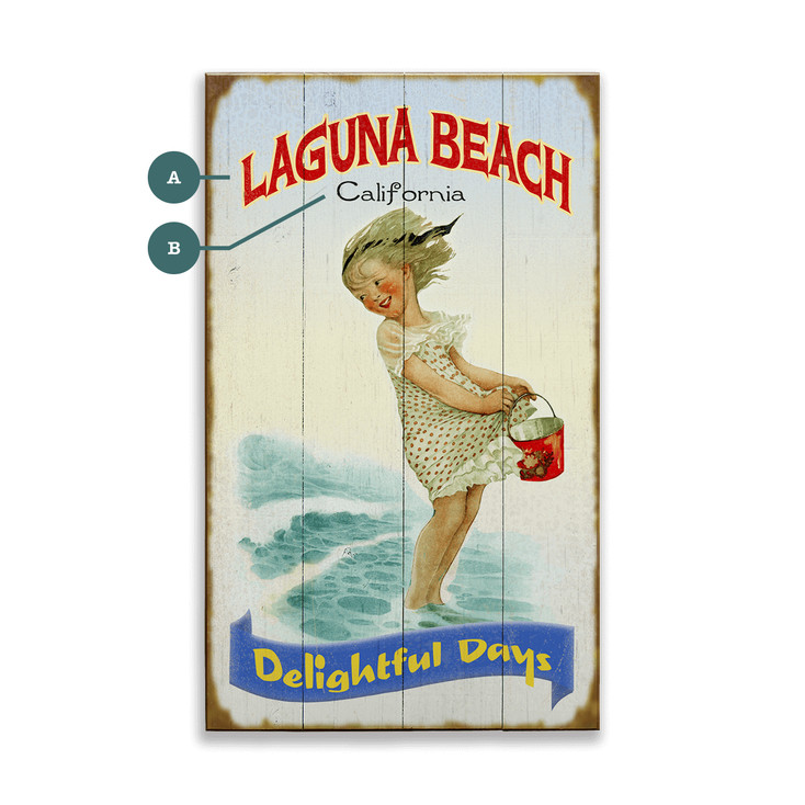 Laguna Beach California Delightful Days Wall Sign Wood or Metal