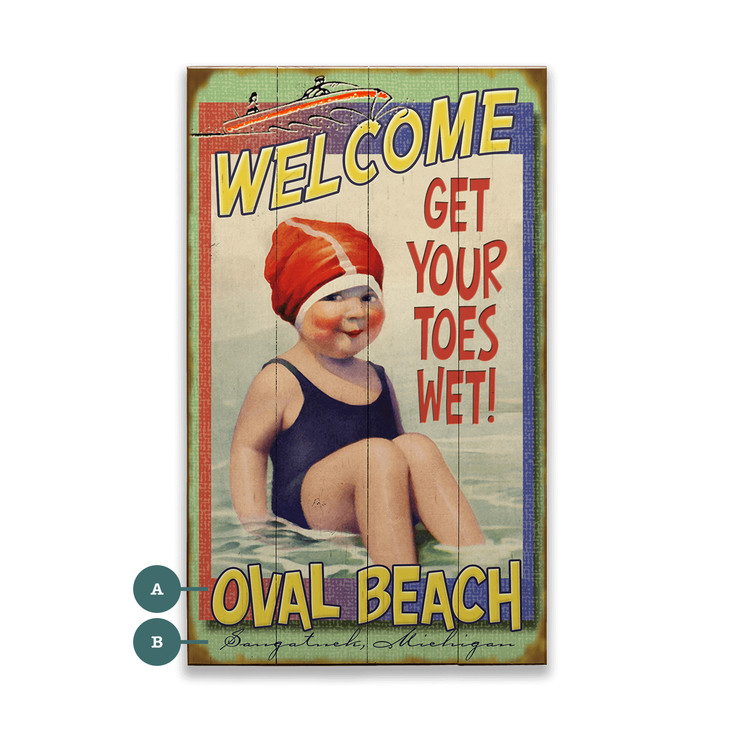 Welcome Get Your Toes Wet Beach Wall Sign Wood or Metal