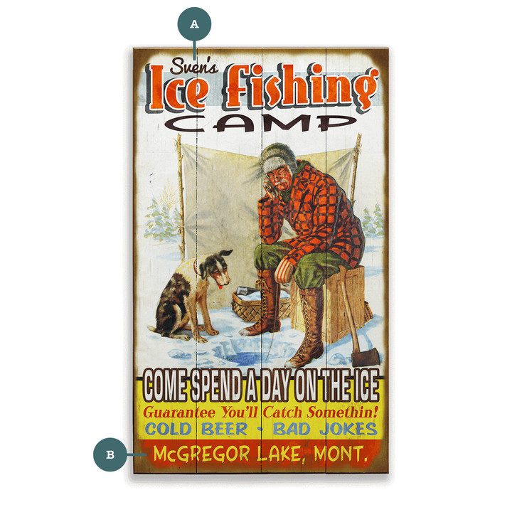 McGregor Lake Ice Fishing Camp Wall Sign Wood or Metal