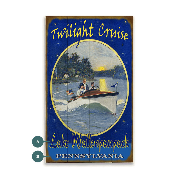Lake Wallenpaupack Pennsylvania Twilight Cruise Wall Sign Wood or Metal