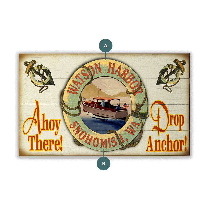 Watson Harbor Boating Ahoy There Drop Anchor Wall Sign Wood or Metal
