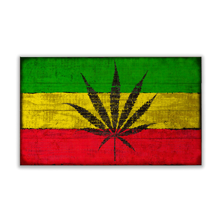 Marijuana Leaf Flag Wall Sign Wood or Metal