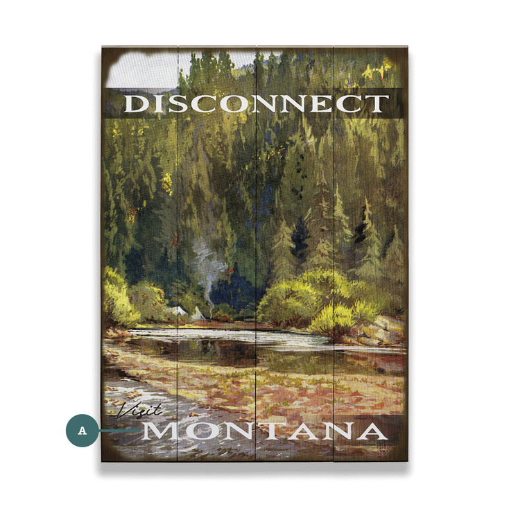 Visit Montana Disconnect in Nature Wall Sign Wood or Metal