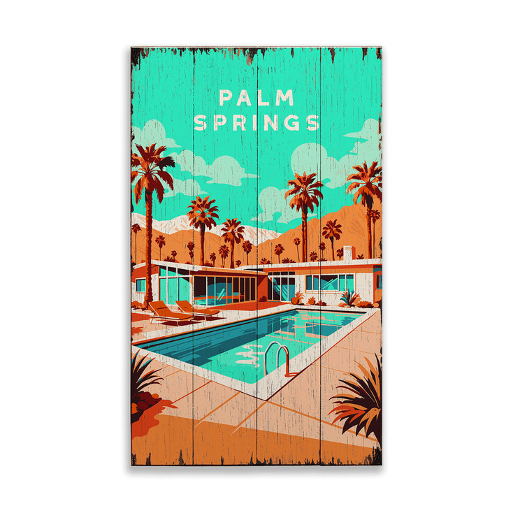 Palm Springs Mid Century Poolside Wall Sign Wood or Metal