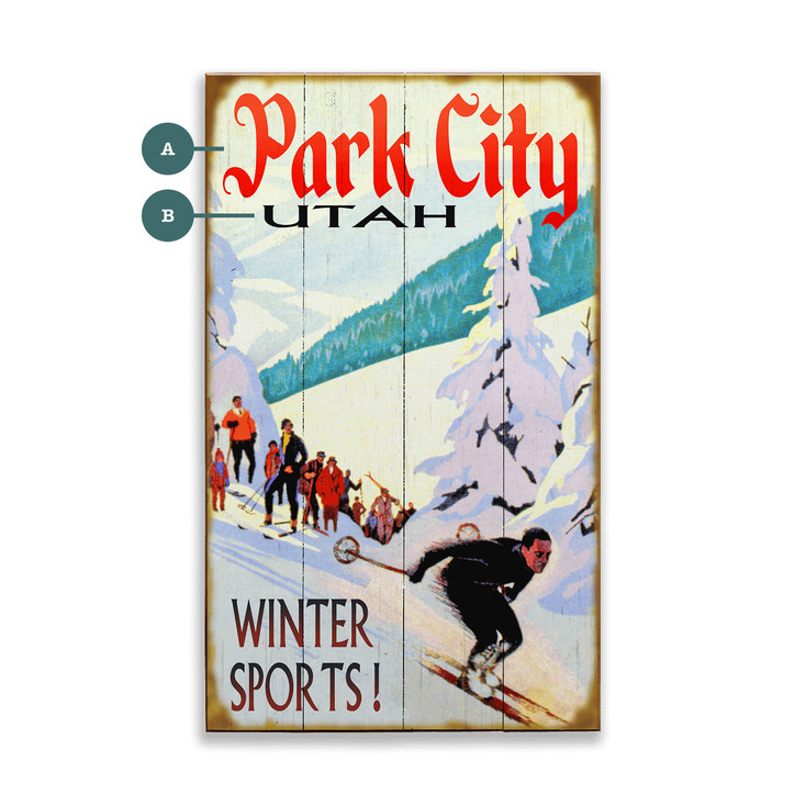 Park City Utah Skiing Winter Sports Wall Sign Wood or Metal