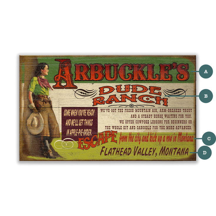 Escape the City Dude Ranch Cowgirl Wall Sign Wood or Metal