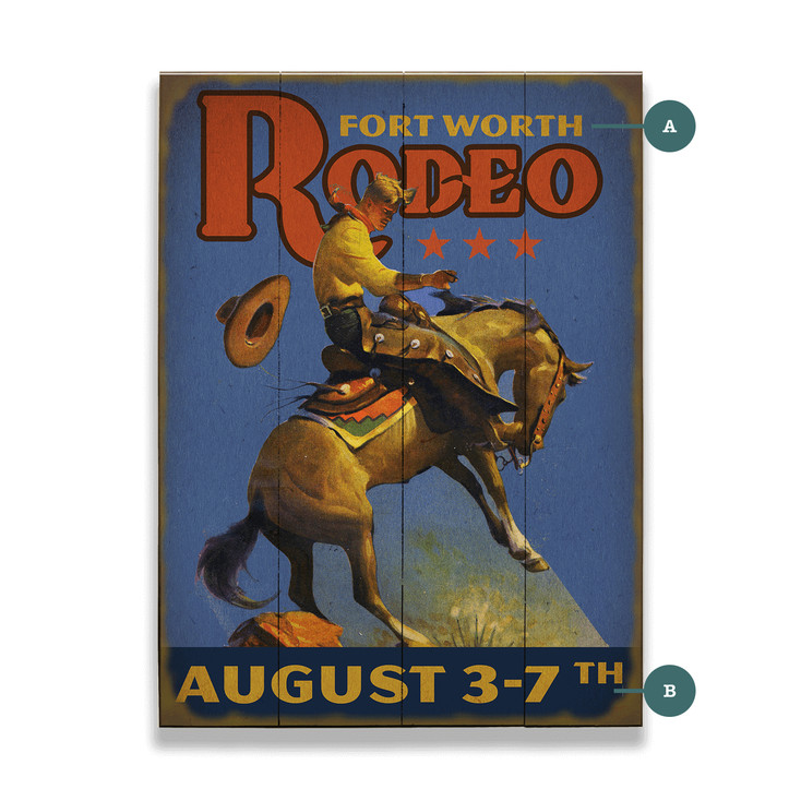 Fort Worth Bronco Rider Western Wall Sign Wood or Metal