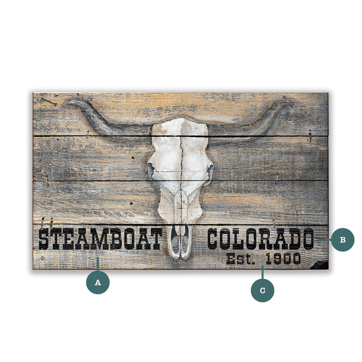 Longhorn Skull Western Wall Sign Wood or Metal
