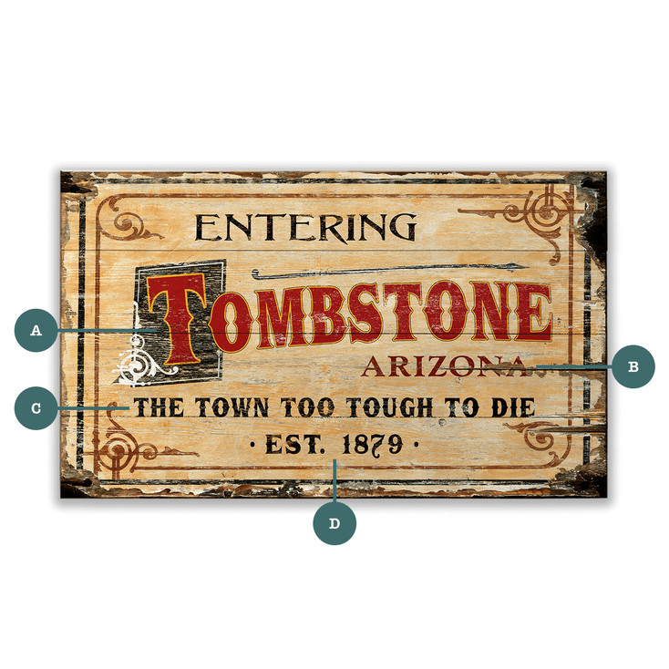 Entering Tombstone Wall Sign Wood or Metal