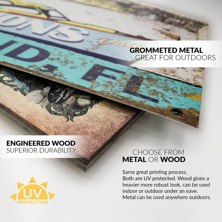 Wood & Metal Wall Sign Features