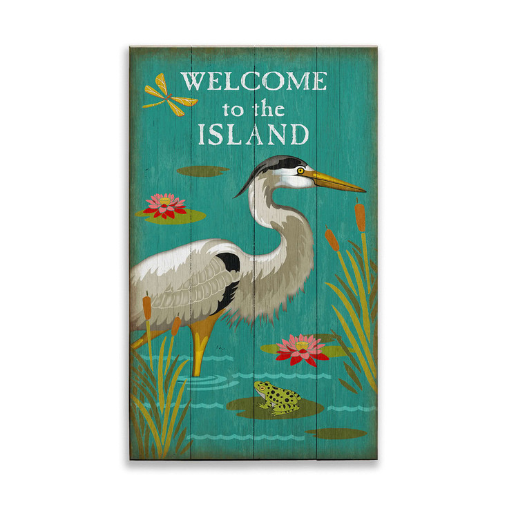 Welcome to the Island Pelican Bird Wall Sign Wood or Metal