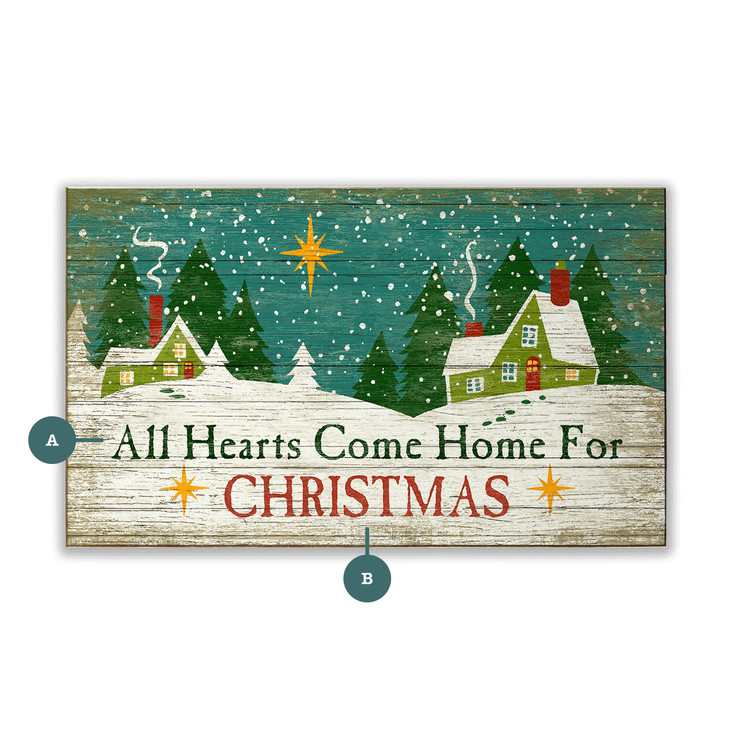 All Hearts Come Home for Christmas Wall Sign Wood or Metal